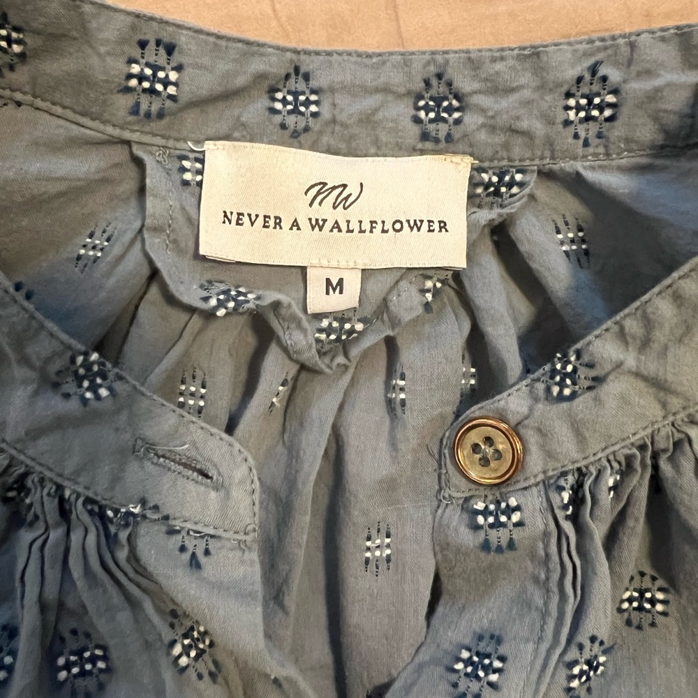 Never A Wallflower Blue Embroidered Blouse - Picture 2 of 4
